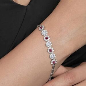 Certified 1.92ct Diamond Tourmaline Tennis Bracelet Moissanite 925 Gift